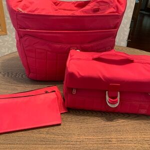 Lug old school Gondola and 2 pc Cosmetic bundle in Rose Pink, new without tags
